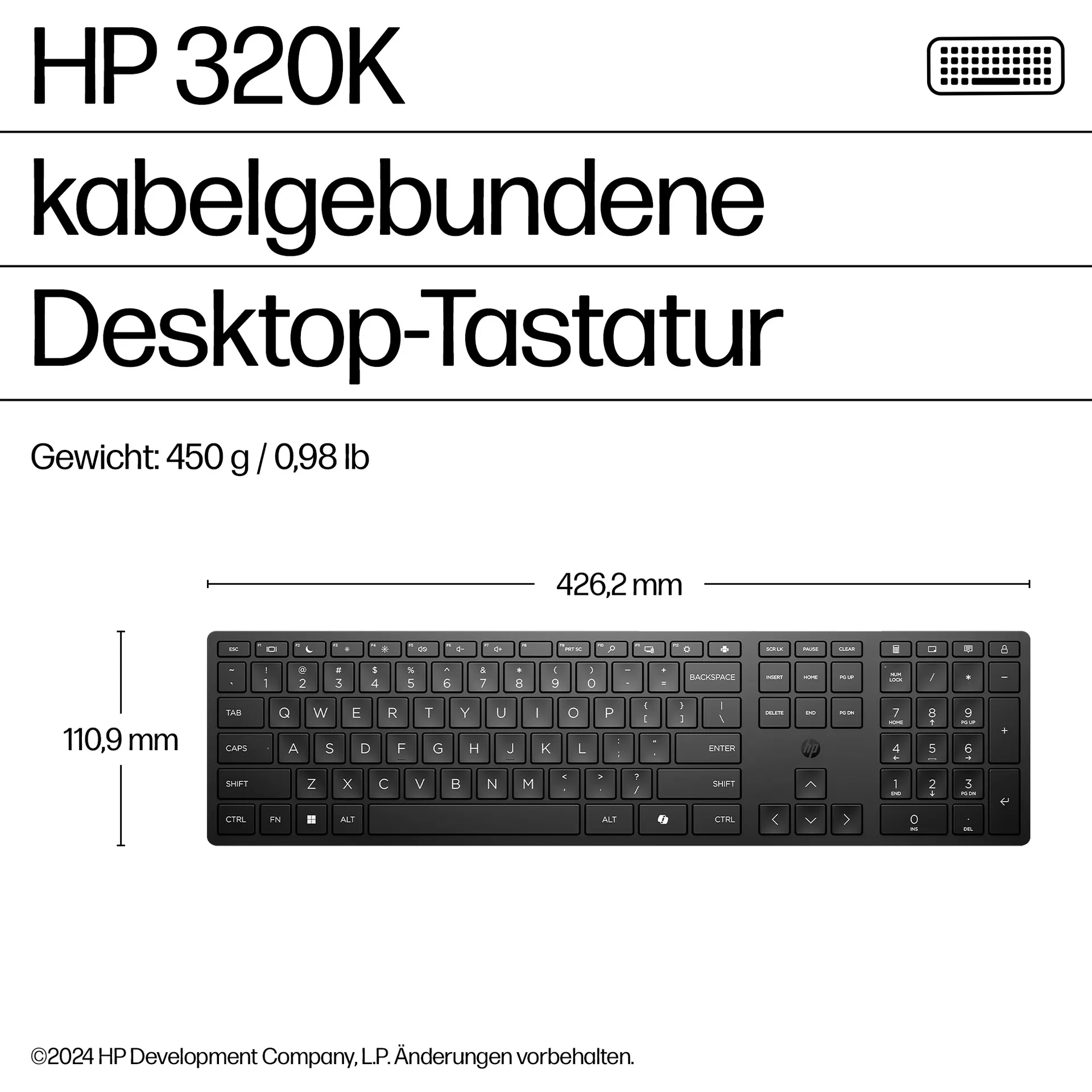 HP 320K-Tastatur für Desktop-PC, kabelgebunden – Bild 6