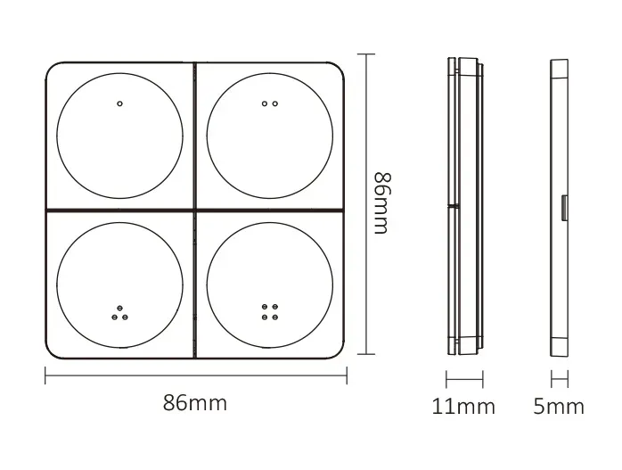 MiBoxer K4-W LED Fernbedienung 2,4GHz 4 Zonen Wireless Dimm Panel (w) – Bild 4