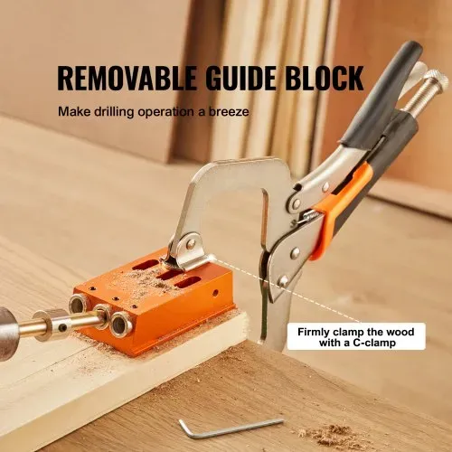 VEVOR Pocket Hole Jig Kit Dreitaschenloch mit Schraubenschlüssel & Vierkantantriebsbits, Dübelhilfe Bohrlehre zum Bohren von Taschenlöchern und Schräglöchern, Bohrhilfe für Holzbearbeitung – Bild 4