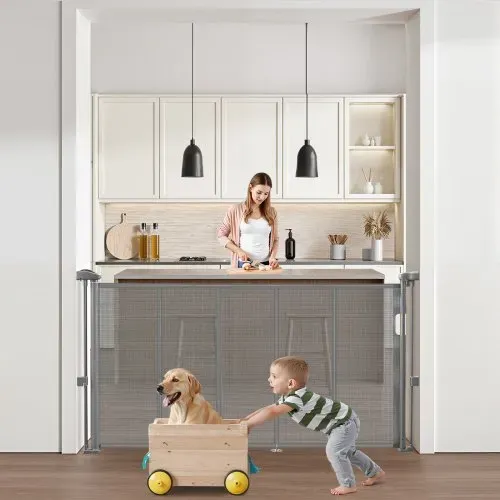 VEVOR einziehbares Babygitter (87 cm hoch ausziehbar bis 140 cm breit) ausziehbares Gitter für Kinder Haustiere, Netzmaterial, Treppenschutzgitter für Innentreppen, Türen, Flure, Spielzimmer, Grau VEVOR einziehbares Babygitter (87 cm hoch ausziehbar bis 140 cm breit) ausziehbares Gitter für Kinder Haustiere, Netzmaterial, Treppenschutzgitter für Innentreppen, Türen, Flure, Spielzimmer, Grau