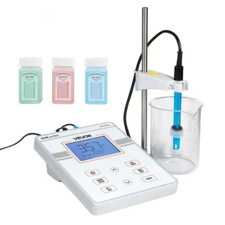 VEVOR Tisch-pH-Meter, Messbereich pH 0–14, Labortester-Set mit Hintergrundbeleuchtung, Kalibrierlösungen, Netzteil, Speicher für bis zu 50 Messwerte, für Temperatur- & Wasserqualitätsmessungen VEVOR Tisch-pH-Meter, Messbereich pH 0–14, Labortester-Set mit Hintergrundbeleuchtung, Kalibrierlösungen, Netzteil, Speicher für bis zu 50 Messwerte, für Temperatur- & Wasserqualitätsmessungen