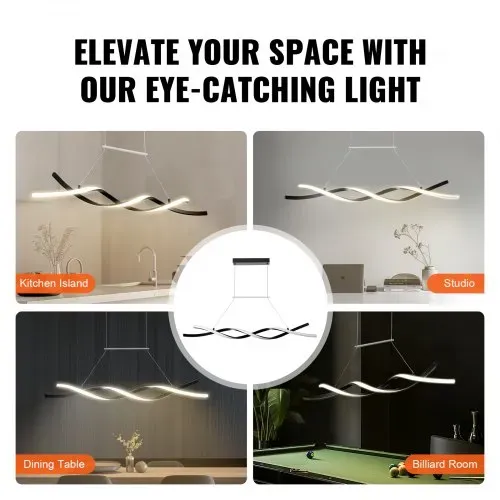 VEVOR Moderne Kronleuchter-Leuchten, 24 W, dimmbare LED-Pendelleuchte mit Fernbedienung, Silikon-Lampenschirm, einstellbare Farbtemperatur 3000 K-6000 K, Deckenlampe für Küche und Esszimmer – Bild 5