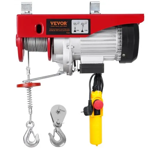 VEVOR Elektrische Seilwinde, 800 kg Motorwinde mit 4,2 m kabelgebundener Fernbedienung, 12 m Hubhöhe mit Einzelkabel, Einzel-/Doppelschlingen, Not-Aus, Hebezeug für Garage, Lager, Fabrik VEVOR Elektrische Seilwinde, 800 kg Motorwinde mit 4,2 m kabelgebundener Fernbedienung, 12 m Hubhöhe mit Einzelkabel, Einzel-/Doppelschlingen, Not-Aus, Hebezeug für Garage, Lager, Fabrik