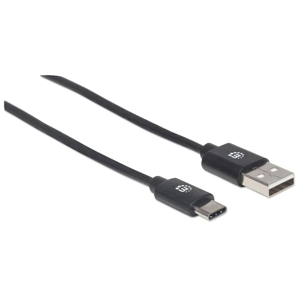 Manhattan Hi-Speed USB C Anschlusskabel, USB 2.0, Typ A Stecker - Typ C Stecker, 480 Mbps, 1 m, Schwarz – Bild 2