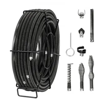 VEVOR Rohrreinigungsspirale 30 m x 16 mm, professionelles Rohrreinigungskabel mit 7 Schneidern für 20-100 mm Rohre, Hohlkern-Kanalisationsspirale für Spüle, Bodenablauf, Toilette VEVOR Rohrreinigungsspirale 30 m x 16 mm, professionelles Rohrreinigungskabel mit 7 Schneidern für 20-100 mm Rohre, Hohlkern-Kanalisationsspirale für Spüle, Bodenablauf, Toilette