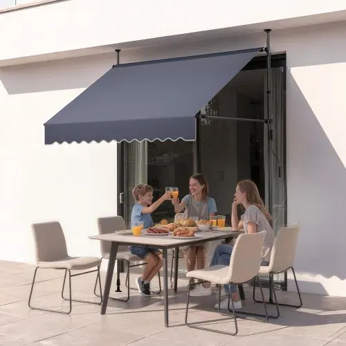 VEVOR Klemmmarkise 2 m, Höhenverstellbare Markise mit Handkurbel, Terrassenmarkise UPF 80+ Sonnenschutz, Sonnenmarkise, Balkonmarkise, Ideal für Terrasse, Balkon & Garten, Dunkelgrau – Bild 7