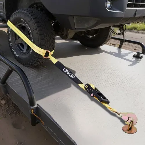 VEVOR Radspanngurt Befestigungsgurt (50,8 x 3657,6 mm) mit Federhaken & 4540 kg Zugfestigkeit & 1512 kg Tragfähigkeit, Motorrad-Spannsystem Radsicherungsgurt Reifengurt für SUVs Anhänger – Bild 7