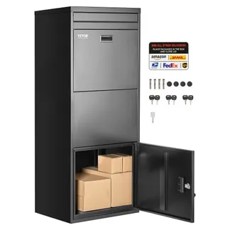 VEVOR Paketbriefkasten 1198x500x360 mm, Paketkasten mit Schloss, Paketbriefbox aus verzinktem Stahl mit Diebstahlschutzdesign, Packstation für Zuhause und das Büro, schwarz VEVOR Paketbriefkasten 1198x500x360 mm, Paketkasten mit Schloss, Paketbriefbox aus verzinktem Stahl mit Diebstahlschutzdesign, Packstation für Zuhause und das Büro, schwarz