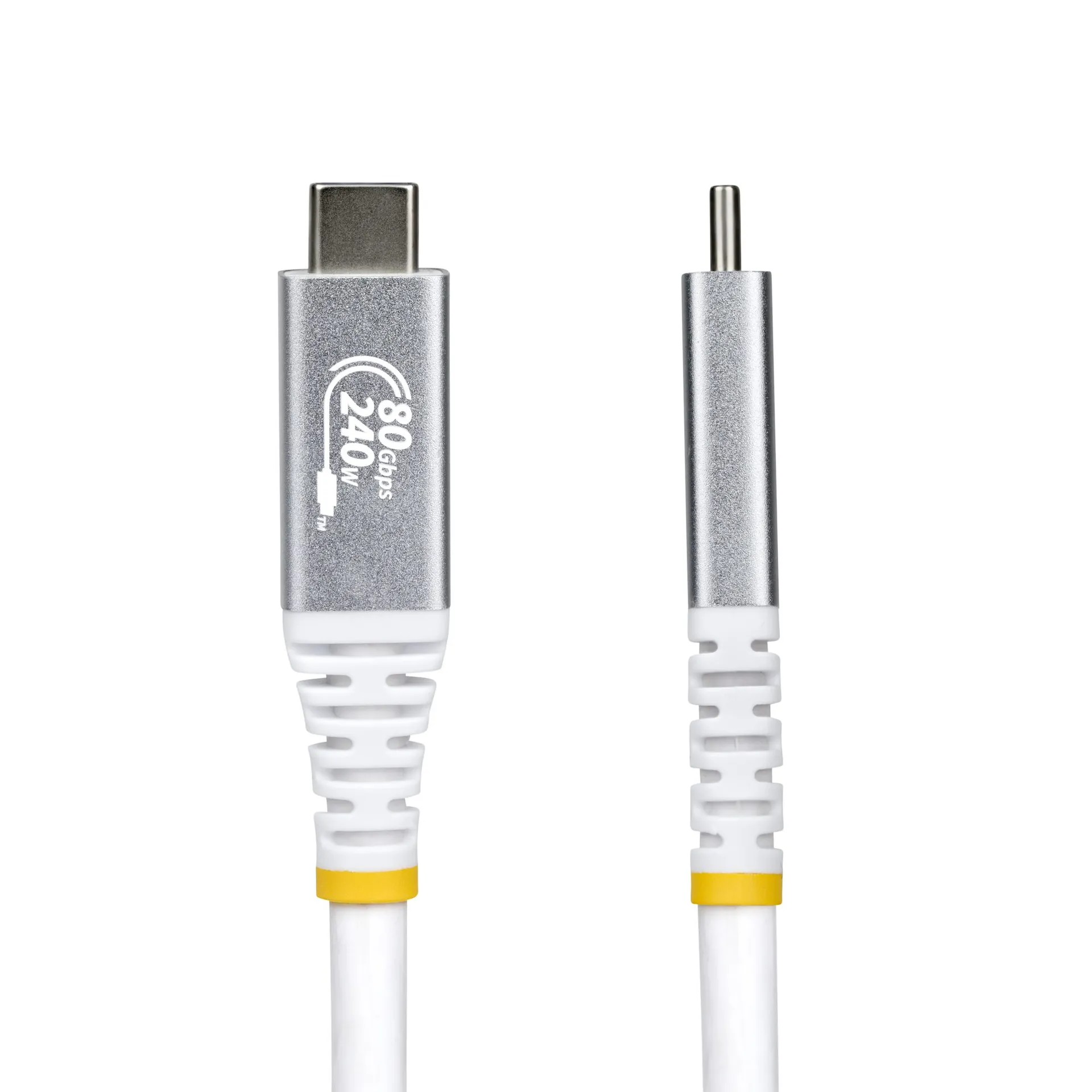 StarTech.com 1,5m USB4 Kabel, 80Gbps, USB-IF-zertifiziertes USB-C Ladekabel, 240W PD, 8K 120Hz/4K 240Hz DP2.1 DP80 Monitorkabel, Thunderbolt 4 Kompatibel - Weißes Dockingstation Kabel – Bild 2