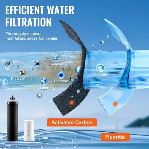 VEVOR Wasserfilter-Ersatz Reinigungselemente Ersatzfilter, Schwerkraft-Wasserfiltersystem-Ersatz, kompatibel mit den meisten Marken, 4er-Pack (2 Aktivkohlefilter + 2 Entfluorierungsfilter) – Bild 3