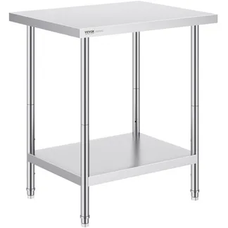 VEVOR Zubereitungstisch Edelstahl, Zubereitungstisch 610 x 762 x 864 mm, 318 kg Tragkraft, Arbeitstisch mit 3 einstellbaren Höhenstufen, gewerbliche Arbeitsstation für Küche, Restaurant, Hinterhof VEVOR Zubereitungstisch Edelstahl, Zubereitungstisch 610 x 762 x 864 mm, 318 kg Tragkraft, Arbeitstisch mit 3 einstellbaren Höhenstufen, gewerbliche Arbeitsstation für Küche, Restaurant, Hinterhof