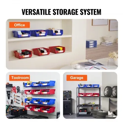 VEVOR 6er-Set Sichtlagerboxen Stapelboxen Stapelkisten Lagerkästen Blau/Rot – Bild 5