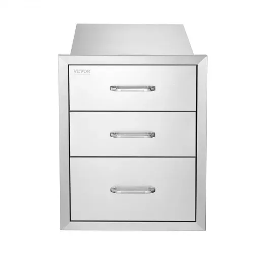 VEVOR Outdoor-Küche Edelstahl Dreifach-Zugang BBQ Schubladen mit Chrom Griff, 458 x 585 x 588 mm – Bild 10