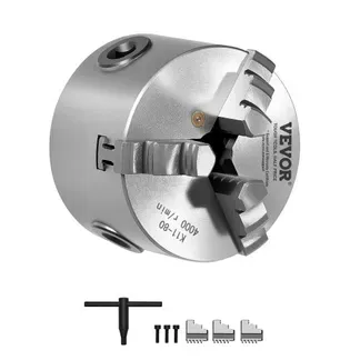 VEVOR 3-Backen-Drehfutter, 80 mm, selbstzentrierendes Spannfutter, 2-63 mm Spannbereich mit T-Schlüssel-Befestigungsschrauben, umkehrbare Backen, HT300-Material, für Holz-Metall-Drehmaschine VEVOR 3-Backen-Drehfutter, 80 mm, selbstzentrierendes Spannfutter, 2-63 mm Spannbereich mit T-Schlüssel-Befestigungsschrauben, umkehrbare Backen, HT300-Material, für Holz-Metall-Drehmaschine