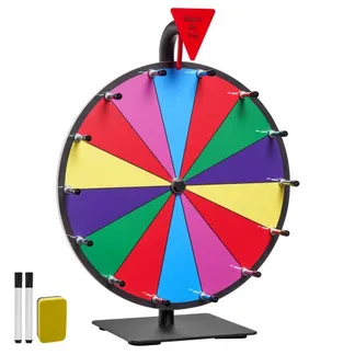 VEVOR Glücksrad Drehrad (305 mm) 14 Slots Glücksrad mit Ständer, Lotteriespiele Gewinn-Roulette mit Tafelschwamm & 2 Markern, 6 Farben, Spinning Prize Wheel ideal für Party Kneipe Messe VEVOR Glücksrad Drehrad (305 mm) 14 Slots Glücksrad mit Ständer, Lotteriespiele Gewinn-Roulette mit Tafelschwamm & 2 Markern, 6 Farben, Spinning Prize Wheel ideal für Party Kneipe Messe