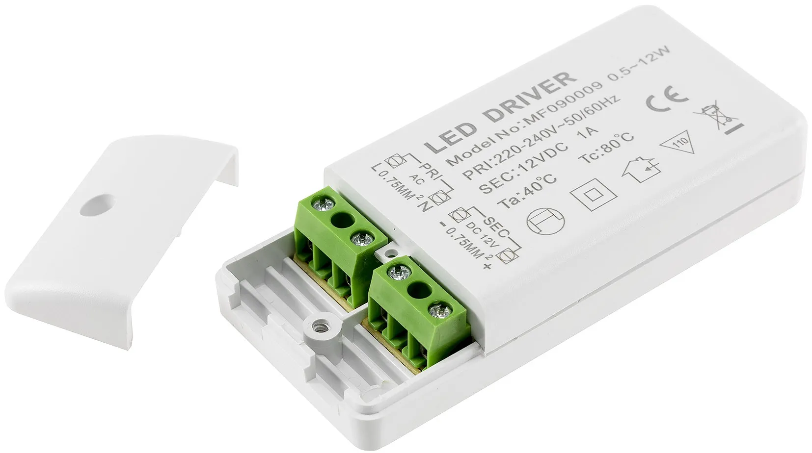 LED-Trafo „CT-12E-V2“, 0,5-12W eckig Ein 220-240V, Aus 12V= Konstantspannung LED-Trafo „CT-12E-V2“, 0,5-12W eckig Ein 220-240V, Aus 12V= Konstantspannung