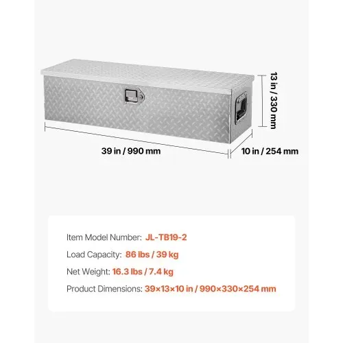 VEVOR 990 x 330 x 254 mm Werkzeugkasten für Lkw-Ladefläche, Abschließbar 83 L Truckbox Werkzeugbox Aufbewahrungs-Werkzeugkasten, 39 kg Tragfähigkeit Werkzeugkiste Organizer für Wohnmobil, PKW usw. – Bild 6