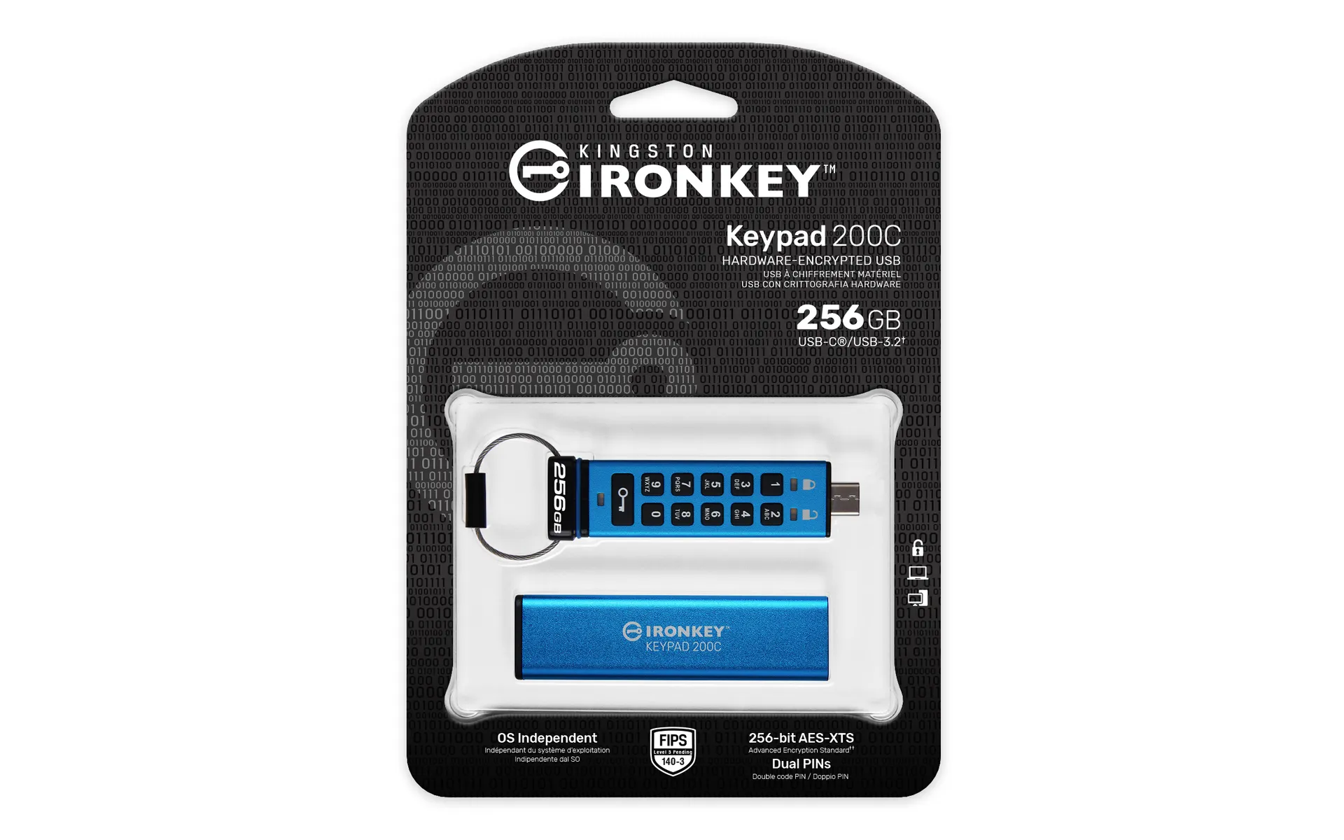 Kingston Technology IronKey 256GB USB-C Keypad 200C, FIPS 140-3 Lvl 3 (ausstehend) AES-256 – Bild 3