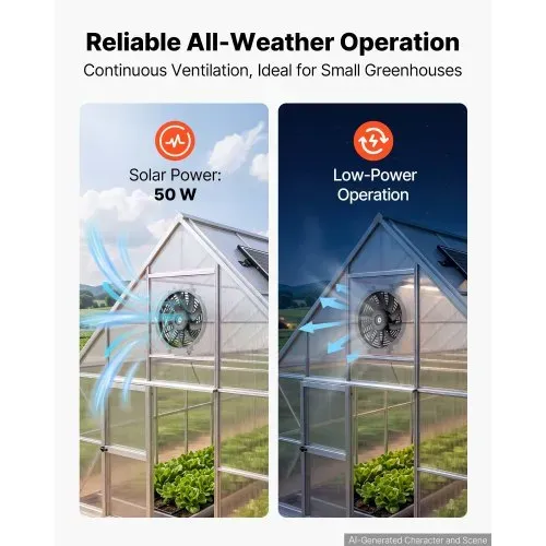 VEVOR Giebellüfter 30,5cm Dachbodenlüfter Solarbetrieben 2208,7m³/h Schwarz, 3-in-1 Belüftung Kühlung & Entfeuchtung für Dachboden Gewächshaus & Werkstatt, PP-Gehäuse, mit Thermostat & 50W Solarpannel – Bild 2