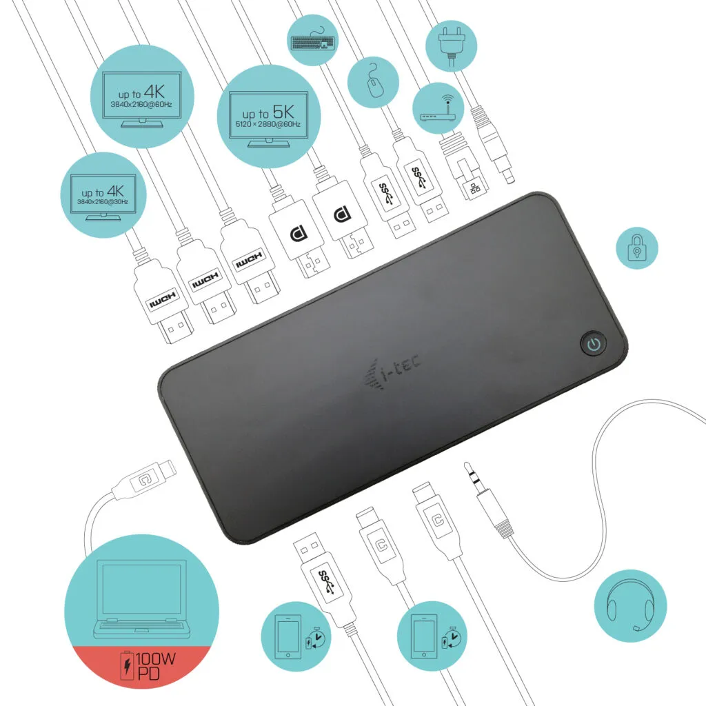 i-tec USB 3.0 / USB-C / Thunderbolt, 3x 4K Docking Station + Power Delivery 100W – Bild 4