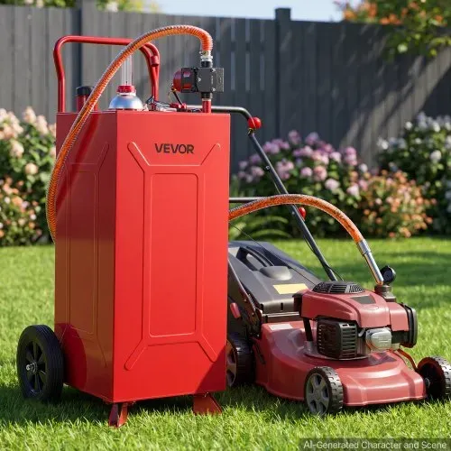 VEVOR 113,6L Kraftstofftrolley Mobile Tankanlage mit 12V Elektropumpe Rot, Tragbarer Kraftstoffkanister für Auto Rasenmäher Boot, Mit 2 Rollen & Ölstandsanzeige, Für Benzin & Diesel, Kohlenstoffstahl – Bild 7