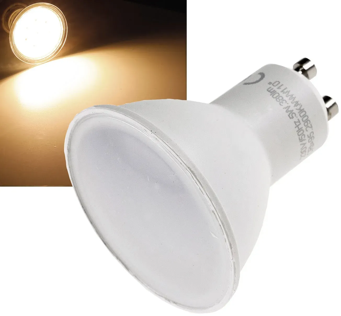 LED Strahler GU10 “H50” 3-Stufen-Dimm 2900k, 420lm, 230V/5W, 110°, warmweiß LED Strahler GU10 “H50” 3-Stufen-Dimm 2900k, 420lm, 230V/5W, 110°, warmweiß
