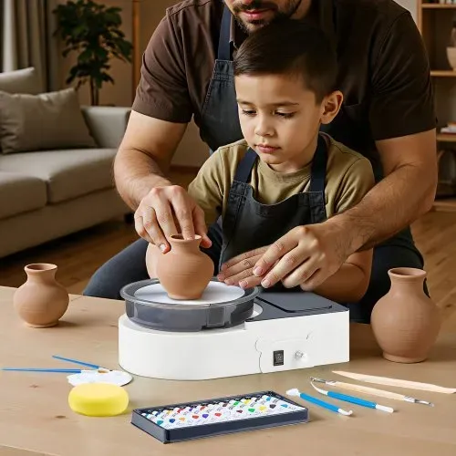 VEVOR Mini Töpferscheibe Maschine 158 mm Drehteller mit einstellbarer Rotationsgeschwindigkeit, elektrische Tonscheibe mit Tonformungswerkzeugen, geeignet für Heimwerken Töpferkurse, Weiß – Bild 7