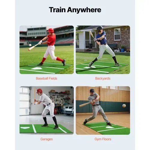 VEVOR Baseball-Schlagmatte Trainingsmatte (366 x 183 cm) Trainingspad Schlagkäfigmatte, Baseballmatte mit Home Plate & Anti-Fade-Rasen, tragbare Trainingshilfe Softballmatte Outdoor, Grün – Bild 5