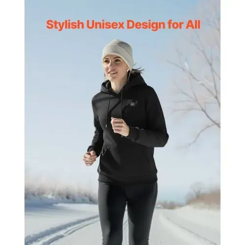 VEVOR Beheizbarer Hoodie, Unisex, Heizpullover mit 7,4 V 16000 mAh wiederaufladbarem Powerbank-Pack, 5 Heizzonen, 3 Temperaturstufen, 4–8 Stunden Wärme, für Winter-Outdoor-Camping, Schwarz, XXXL – Bild 4