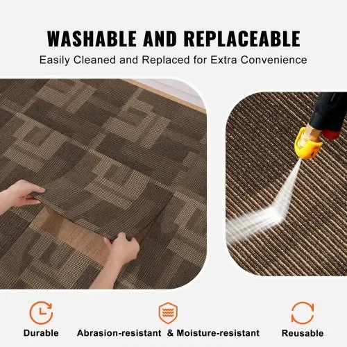 VEVOR Teppichfliesen, 610 x 610 mm, Teppichboden mit angebrachter Polsterung, weich gepolsterte Teppichfliesen, einfache DIY-Installation für Schlafzimmer und Wohnzimmer (24 Stk., gemischtes Braun) – Bild 5