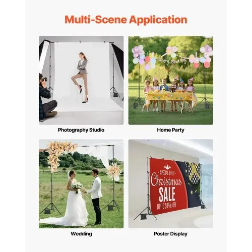 VEVOR Hintergrundständer verstellbares Fotohintergrundständer (Hintergrundtuch: 260 x 300 cm), tragbarer Hintergrundständer mit 2 Stativen, Bildschirmständer für Produktfotografie Studiofotografie – Bild 4