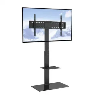 VEVOR TV-Ständer, schwenkbare Bodenständer für Fernseher(32-85 Zoll), höhenverstellbarer tragbarer TV-Standfuß mit gehärtetem Glasfuß, Fernsehständer für Schlafzimmer Wohnzimmer Schwarz VEVOR TV-Ständer, schwenkbare Bodenständer für Fernseher(32-85 Zoll), höhenverstellbarer tragbarer TV-Standfuß mit gehärtetem Glasfuß, Fernsehständer für Schlafzimmer Wohnzimmer Schwarz