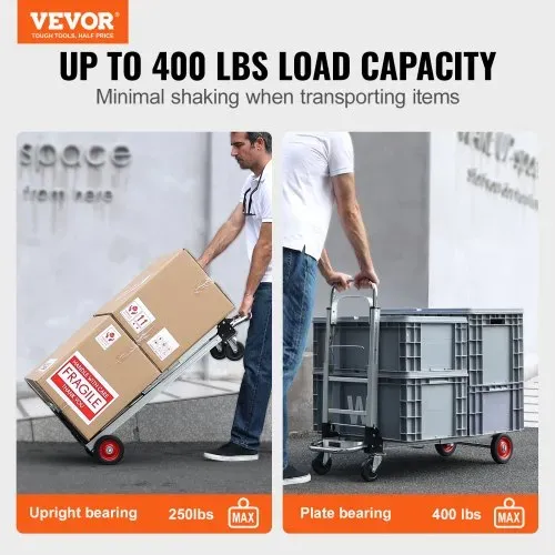 VEVOR 2-in-1 Sackkarre Klappbar 0,6243kg Tragfähigkeit Transportkarre Aluminiumlegierung & Kohlenstoffstahl Sackkarre ⇋ Plattformwagen Trolley für Lade- & Transportaufgaben im Innen- & Außenbereich VEVOR 2-in-1 Sackkarre Klappbar 0,6243kg Tragfähigkeit Transportkarre Aluminiumlegierung & Kohlenstoffstahl Sackkarre ⇋ Plattformwagen Trolley für Lade- & Transportaufgaben im Innen- & Außenbereich