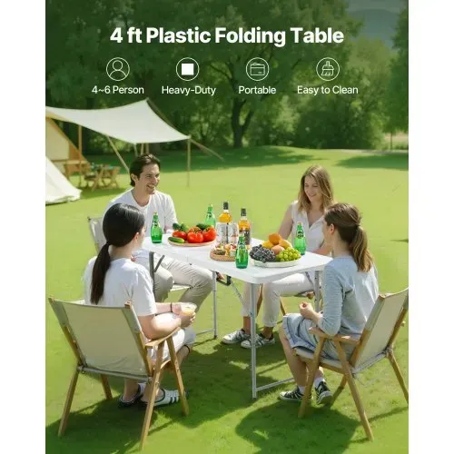 VEVOR Klapptisch Buffettisch tragbarer Allzwecktisch 122 cm, rechteckiger Kunststofftisch mit verstellbarer Höhe & integriertem Griff, Gartentisch Campingtisch für Partys Picknick Camping, weiß VEVOR Klapptisch Buffettisch tragbarer Allzwecktisch 122 cm, rechteckiger Kunststofftisch mit verstellbarer Höhe & integriertem Griff, Gartentisch Campingtisch für Partys Picknick Camping, weiß