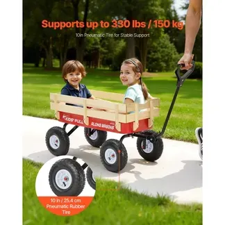 VEVOR Handwagen für Kinder, 102 cm Bollerwagen, Transportwagen mit Schiebestange, aus Holz & Metal, max. 150 kg tragbar, ideal für Kinder ab 5 Jahren, Garten, Ausflüge & Strand, Farbe Rot & Schwarz VEVOR Handwagen für Kinder, 102 cm Bollerwagen, Transportwagen mit Schiebestange, aus Holz & Metal, max. 150 kg tragbar, ideal für Kinder ab 5 Jahren, Garten, Ausflüge & Strand, Farbe Rot & Schwarz