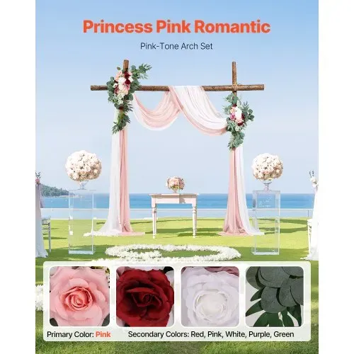 VEVOR Blumenset für Hochzeit Bogen, rosa Blumenset für Traubogen mit Vorhängen (4er-Set) – 2 Blumenarrangements, 2 transparente Vorhänge, für Zeremoniensträuße, Empfangshintergrunddekoration VEVOR Blumenset für Hochzeit Bogen, rosa Blumenset für Traubogen mit Vorhängen (4er-Set) – 2 Blumenarrangements, 2 transparente Vorhänge, für Zeremoniensträuße, Empfangshintergrunddekoration