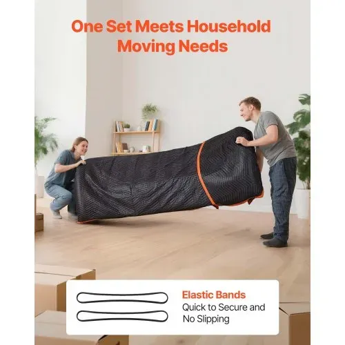 VEVOR Umzugsdecken, 6 Stk., 2032 x 1829 mm, Verpackungsdecke mit Baumwollfüllung, Möbeldecke, Lagerdecke mit Vliesstoff gepolsterte Packdecke zum Versenden, Verpacken & Schützen von Möbeln – Bild 3