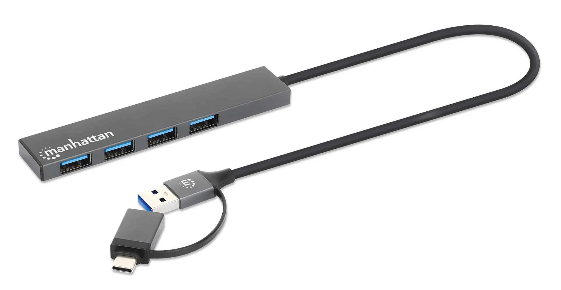 Manhattan 181006 Schnittstellen-Hub USB 3.2 Gen 1 (3.1 Gen 1) Type-A 5000 Mbit/s Grau – Bild 2