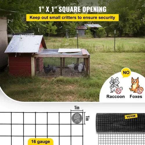 VEVOR Maschendraht 61 x 3048 cm verzinkter, mit Vinyl beschichteter 16-Gauge-Maschendrahtzaun aus Stahl mit einer Schneidezange und einem Paar Stoffhandschuhen, für Gartenzäune und Haustiergehege – Bild 3