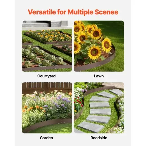 VEVOR Rasenkante, 5er-Pack, 990x156x1,5 mm, Metall-Beeteinfassung, Beetumrandung, robuste Raseneinfassung, einfach zu installieren, Trennwand für Blumenbeete, Hofwege, Braun – Bild 5