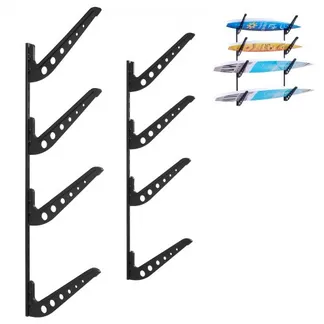 VEVOR Surfbrett-Wandhalterung (4 Ebenen) horizontales Surfbrett-Rack Aufhänger zur Aufbewahrung & Präsentation, höhenverstellbarer Organizer für Kiteboards Shortboards Skier Snowboards Schwarz VEVOR Surfbrett-Wandhalterung (4 Ebenen) horizontales Surfbrett-Rack Aufhänger zur Aufbewahrung & Präsentation, höhenverstellbarer Organizer für Kiteboards Shortboards Skier Snowboards Schwarz