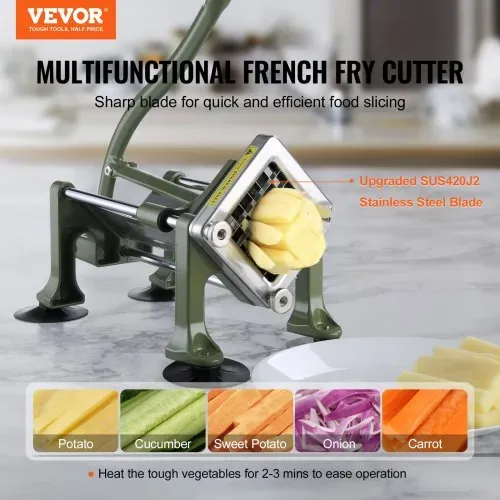 VEVOR Pommes-Frites-Schneider, Kartoffelschneider mit 1/2 Zoll Edelstahlklingen, manueller Kartoffelzerkleinerer mit Saugnäpfen & grünem Griff, ideal für Kartoffeln Pommes Frites Gurken Gemüse VEVOR Pommes-Frites-Schneider, Kartoffelschneider mit 1/2 Zoll Edelstahlklingen, manueller Kartoffelzerkleinerer mit Saugnäpfen & grünem Griff, ideal für Kartoffeln Pommes Frites Gurken Gemüse
