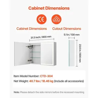 VEVOR beleuchteter Medizinschrank mit Spiegel (60 x 80 cm) Wandmontage, 3-farbig dimmbarer LED-Badezimmerschrank mit HD-Spiegel, Memory-Funktion/verstellbaren Regalen, Stauraum/Steckdosen und USBs VEVOR beleuchteter Medizinschrank mit Spiegel (60 x 80 cm) Wandmontage, 3-farbig dimmbarer LED-Badezimmerschrank mit HD-Spiegel, Memory-Funktion/verstellbaren Regalen, Stauraum/Steckdosen und USBs