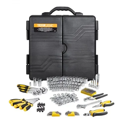 VEVOR Mechaniker Werkzeugsatz 207-teilig 1/4 Zoll 3/8 Zoll 1/2 Zoll Steckschlüsseleinsätze, SAE- und metrisches Mechaniker-Werkzeugset mit Bits Schraubenschlüsseln Ratschengriff Tragkoffer – Bild 8