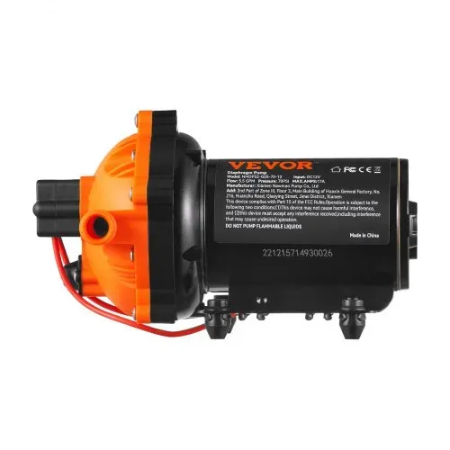 VEVOR Wassermembranpumpe, 12 V DC, 5,5 GPM Durchfluss, 70 PSI Nenndruck (40–100 PSI einstellbar), 1/2 Zoll MNPT selbstansaugende Sprühpumpe mit Druckschalter für Wohnmobil, Camper, Marine, Boot, Rasen, FCC-zertifiziert – Bild 10