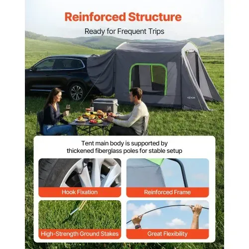VEVOR Heckklappenzelt Autozelt für 5-9 Personen 323 x 244 x 220 cm, Wasserdichtes (PU3000 mm) Campingzelt mit Belüfteten Türen & Moskitonetzen, SUV-Heckzelt für Camping Wandern Outdoor-Aktivitäten – Bild 2