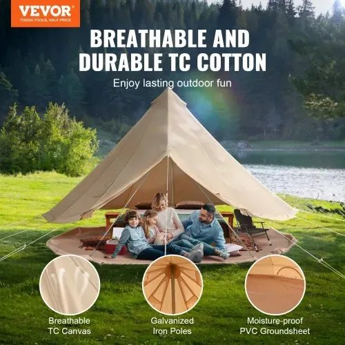 VEVOR Glockenzelt 4 x 2,5 m Jurten Zelt TC-Baumwolle und robusten Eisenstangen mit einer PVC-Bodenplane Campingzelt 6 Personen Familienzelt 8 Fenster Gruppenzelt für Outdoor-Abenteuer VEVOR Glockenzelt 4 x 2,5 m Jurten Zelt TC-Baumwolle und robusten Eisenstangen mit einer PVC-Bodenplane Campingzelt 6 Personen Familienzelt 8 Fenster Gruppenzelt für Outdoor-Abenteuer