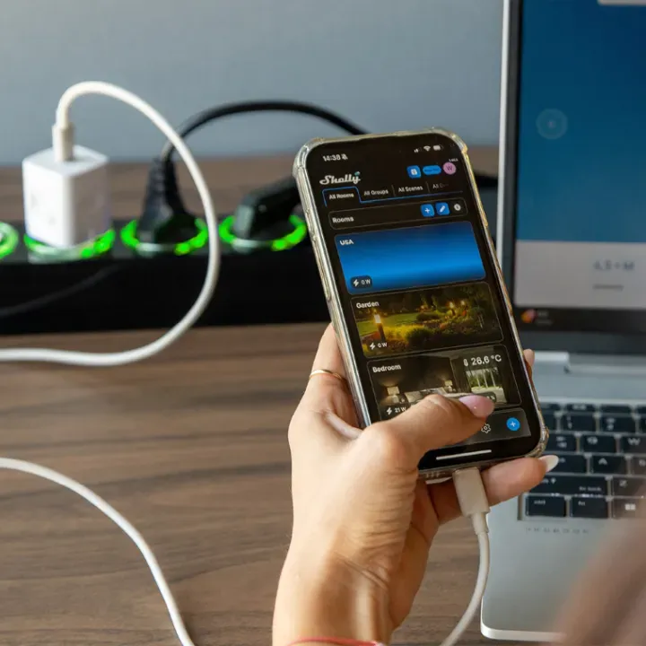 Shelly · Plug & Play "Power Strip 4 Gen4" · Smarte Steckdosenleiste · 4x 12A · Messfunktion · WLAN · Zigbee · Matter · BT · schwarz – Bild 7