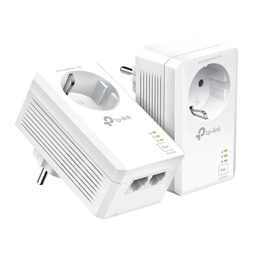 TP-Link AV1000 2-Port Gigabit Powerline Adapter mit Steckdose TP-Link AV1000 2-Port Gigabit Powerline Adapter mit Steckdose