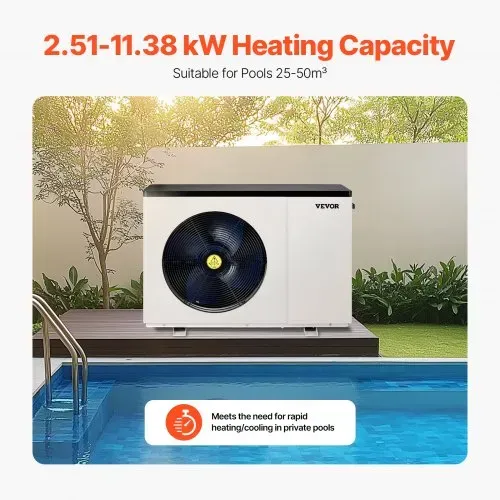 VEVOR Elektrische Pool-Wärmepumpe, 2,51–11,38 kW Heizleistung, energiesparende Poolheizungen mit variabler Frequenz für 25–50 m³ Aufstellpools, Heiz- und Kühlpool-Warmwasserbereiter AC 220–240 V 50 Hz VEVOR Elektrische Pool-Wärmepumpe, 2,51–11,38 kW Heizleistung, energiesparende Poolheizungen mit variabler Frequenz für 25–50 m³ Aufstellpools, Heiz- und Kühlpool-Warmwasserbereiter AC 220–240 V 50 Hz